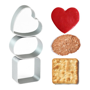 Aluminum Cookie Cutters 3Pcs Heart Oval Square Baking Molds For Cake Pastry - Product Image 1
