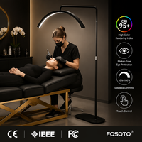 Lampe à lumière lunaire FOSOTO pour cils, lampe sur pied demi-lune LED, support de téléphone, extension de cils, vente en gros pour salons, OEM