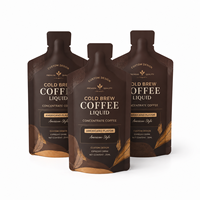 Sachet Doypack pour café infusé à froid, personnalisé, en aluminium laminé, recyclable, thermoscellable, imprimé en couleur, pour boissons