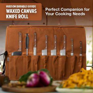 Custom Luxury Kitchen Knife <b>Roll</b> Storage Bag with Zipper Closure Durable Chef Organizer <b>Backpack</b> Portable - Product Image 5
