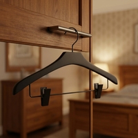 Cintres modernes en bois de lotus noir avec finition laquée, gain de place, à un seul niveau, avec pinces, pour armoire et salon
