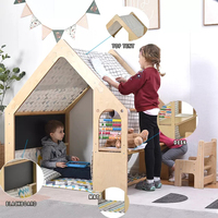 Top produits tente en bois pour bébé, petites maisons de jeux à tableau noir avec table et chaise