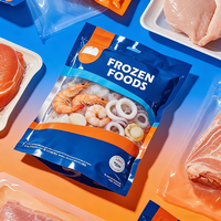 Sachets debout en plastique laminé avec fermeture éclair, imprimés sur mesure, en gros, de qualité alimentaire, pour poulet, poisson, aliments congelés