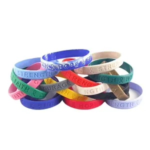 Pulseira de silicone de borracha elástica personalizada, pulseira personalizada à prova d'água com logotipo personalizado