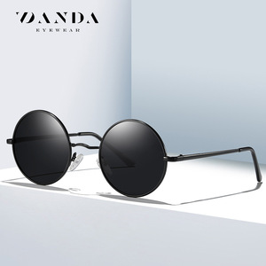 Lunettes de soleil rondes Danda, monture noire, verres TAC, UV400, unisexe, tendance - Product Image 3