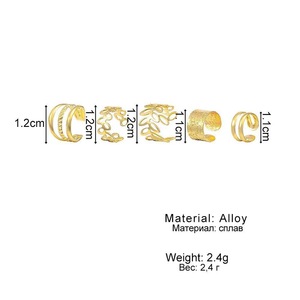 Juego <span class=keywords><strong>de</strong></span> aretes <span class=keywords><strong>de</strong></span> 5 piezas con clip y tachuelas, colección <span class=keywords><strong>de</strong></span> joyería <span class=keywords><strong>de</strong></span> moda chapada en <span class=keywords><strong>oro</strong></span>, puños y aros hipoalergénicos - Product Image 4