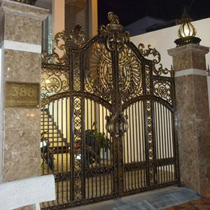 Portail en fer forgé d'origine vietnamienne, portail en fer français haut de gamme avec service de dessin en ligne et surface thermolaquée - Product Image 1