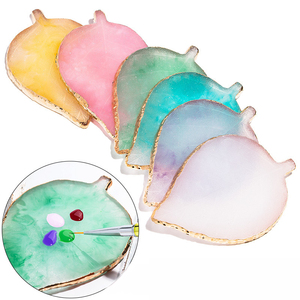 1 Bảng Màu Móng Bằng Đá Mã Não Nhựa Resin Hình Chiếc Lá Bảng Màu Gel Đánh Bóng Bảng Màu Vẽ Tranh Trộn Bảng Trưng Bày Nghệ Thuật Làm Móng S - Product Image 1