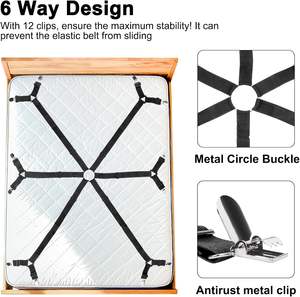 ที่ยึดผ้าปูที่นอนแบบยืดหยุ่น 12 คลิป ที่ยึดที่นอน คลิปยึดผ้าห่ม สายรัดกันลื่น - Product Image 3