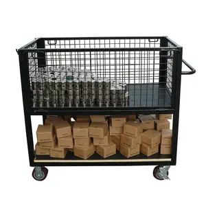 Logistics car with frame wheel small cage for supermarket driver pushing load-bearing mesh picking car mesh cage trolley washing