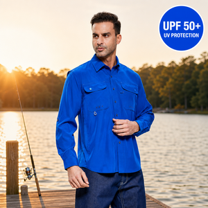 Chemise <span class=keywords><strong>de</strong></span> pêche pour homme avec protection solaire UPF50+, ventilation 4 directions, manches longues, logo personnalisé OEM - Product Image 5