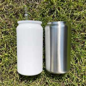 Gobelets isothermes en acier inoxydable à double paroi, blancs, vierges, pour sublimation, 16 oz, pour canettes de soda et de bière, entrepôt USA - Product Image 2