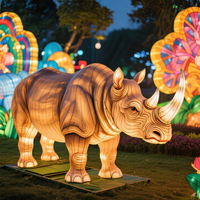 Lanternes de festival chinoises, lanternes géantes réalistes en forme de rhinocéros, spectacle de lumière pour les parcs d'attractions et les zoos en plein air, décoration commerciale