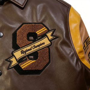 Oem Odm Leather <strong>Baseball</strong> Unisexvarsity Men's Jacket Custom Sleeve Oversized Embroidered Woolen Bomber Casual High Quality Jacket - Product Image 3