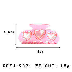 Pinzas de Pelo con Forma de Corazón en Color Caramelo, Acetato Hueco, 8x4x5cm, con Pedrería, Estilo Coreano, Accesorios para el Cabello, Personalizables - Product Image 2