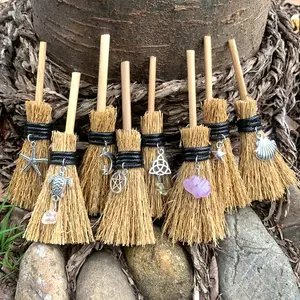 Wicca Witch Mini Broom Pendant With Crystal Accessories Wholesale Hot Sale Car Pendant Decorations