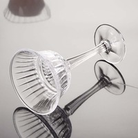 Verre à pied haut de luxe vintage à motif losanges, capacité 210 ml, réutilisable, pour desserts glacés et cocktails