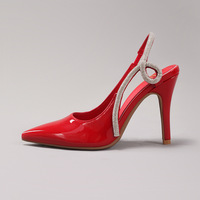 Chaussures sexy pour femmes en cuir verni, à talon ouvert, bout pointu, pour l'extérieur, idéales pour l'été, les soirées, les bals de promo et les mariages, à talon très haut et fin, rehaussant la silhouette