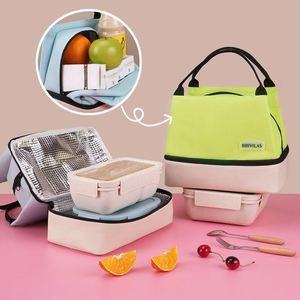 Sac à lunch isotherme à double couche, sac isotherme portable, organisateur de rangement alimentaire pour le travail, l'école, les pique-niques, les voyages - Product Image 3
