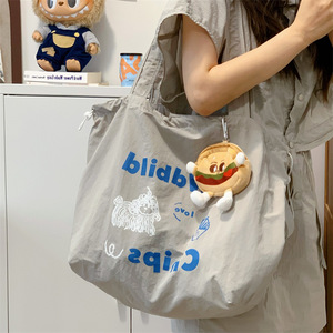 Sac fourre-tout en toile de coton réutilisable esthétique coréen personnalisé pour les femmes Pliage durable écologique pour l'épicerie de plage en plein air - Product Image 4