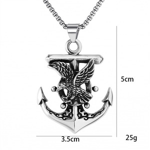 Pendentif Aigle Ancre en Acier Inoxydable, Collier pour Homme, Style Hip Hop Punk, Bijou Cadeau - Product Image 5