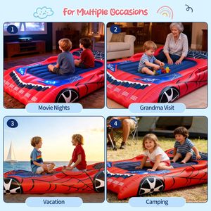 Cama Inflable Infantil con Forma de Auto de Carreras para Niños Pequeños, para Viajes, Campamentos, Casa y Hotel - Product Image 5