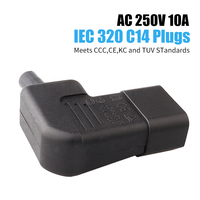 Adaptateur de prise LANZMFG LZ-14-T1R 10A 250V IEC 320 C14 mâle vers C13 femelle en nylon pour PDU/UPS, angle droit 90 degrés vers le haut/bas