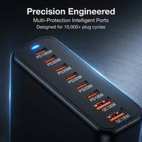 Estación de Carga de Escritorio Multi-Puerto GaN³ de 120W 155W 200W 220W para Múltiples Dispositivos, con Carga Rápida PD USB-C QC3.0 USB-A