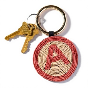 Porte-clés brodés colorés de A à Z avec perles, design tissé, anneau en alliage de zinc durable, porte-monnaie personnalisé - Product Image 4