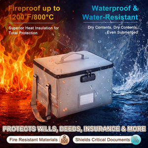 High Quality Folding Waterproof <b>Portable</b> Fireproof Document Box with Key <b>Lock</b> and Storage Safe - Product Image 2