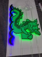 Letras Luminosas con Diseño de Patrón Exquisito, Forma Especial, Verde y Azul, Señalización Personalizada Según las Preferencias del Cliente