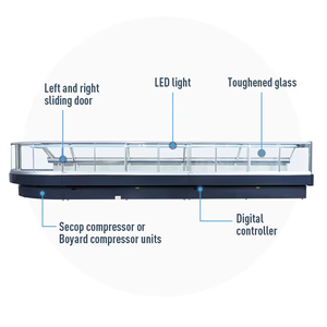Refroidissement par air Supermarché Vitrine Réfrigérateur Viande Congélateur Affichage Restaurant Porte en verre Réfrigérateurs Dégivrage automatique - Product Image 1