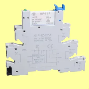 Din Rail Relay Module Switch Electromagnetic relay HF41F 24V DC SPDT with base 41F-1Z-C2-1 6A 250VAC HF41F-24-ZS slim relay