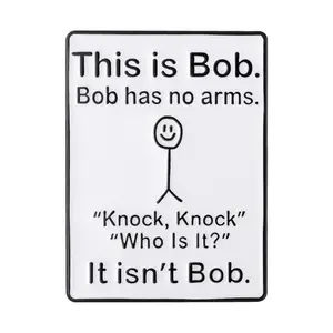 Kreative Graffiti lustige Brief Metall Brosche Dies ist Bob Bob hat keine Arme Emaille Anstecknadel