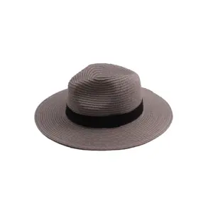 Topi matahari bernapas uniseks pria wanita luar ruangan topi pantai Floppy Fedora kepang jerami topi Panama musim semi musim panas