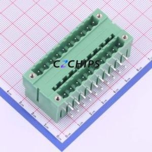 KF2EDGRHM-5.0-2*10P Plug-in Terminal Block Bent Lead Through Hole,P=5mm Board-to-Board / Socket - Closed Screw Fixing 5mm Green - Product Image 1