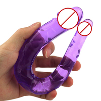 Dildos longs et colorés à double extrémité, tête de champignon en cristal souple, dildo en gelée réaliste pour femmes, jouet sexuel