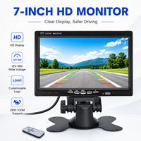 Moniteur couleur TFT LCD 7 pouces pour voiture, écran de recul HD, entrée vidéo 2 canaux pour camion, bus, semi-remorque, excavatrice 12-36V