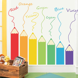 <span class=keywords><strong>Pegatinas</strong></span> de Pared Escolares Removibles con Diseño 3D de Lápices de Colores - Product Image 1