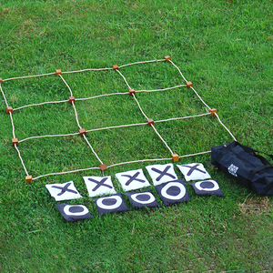 Jeu de Morpion Géant <span class=keywords><strong>en</strong></span> <span class=keywords><strong>Bois</strong></span> pour Jardin, d'Extérieur, Pièces X et O avec Plateau de Jeu <span class=keywords><strong>en</strong></span> Corde pour Enfants - Product Image 4