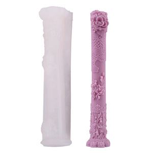 Moules de coulée de résine de pilier avec la sculpture pour la <span class=keywords><strong>cire</strong></span> de spécimen d'insecte de fleur de savon faisant des moules de pilier de bougie de Silicone pour le béton - Product Image 1