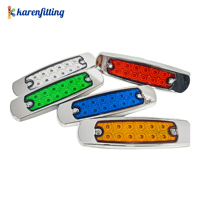 Feux de position latéraux pour camion, 12 LED, ambre, chrome, étanches, pour semi-remorque, bus, camping-car