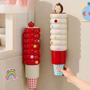 ที่วางแก้วแบบติดผนังอเนกประสงค์ EMY สำหรับแก้วกระดาษ แก้วพลาสติกแบบใช้แล้วทิ้ง-ใช้ในครัวเรือนและเชิงพาณิชย์-รุ่น - Product Image 1