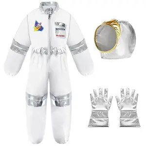 Beyaz uzay Cosplay tulum çocuklar cadılar bayramı kostüm çocuk astronot üniforma beyaz Spaceman rol yapma cadılar bayramı giyim