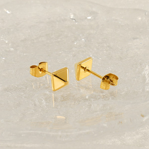 ZOGXIN Pyramid Stud Earrings 18k Gold Geometric Design For Women Fashion Jewelry - Product Image 4