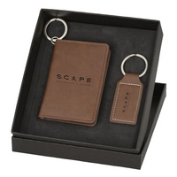 Set gantungan kunci dompet kulit Pu, Set Hadiah dompet kulit Pu Logo kustom modis warna-warni