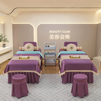 Nouvelle housse de lit de beauté quatre pièces, housse de lit de massage et de thérapie capillaire haut de gamme, luxe léger, pour salon de beauté, utilisation quatre saisons Bruni