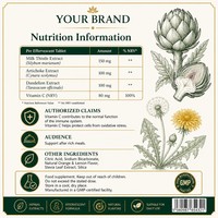 Comprimés effervescents de Chardon-Marie + Artichaut - Soutien Hépatique Saveur Orange-Citron 20 Comprimés Sans Sucre OEM/ODM Marque Privée