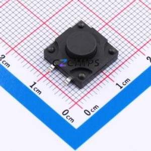 TS018A-TBY1EH6.5 Tactile Switch SMD-4P,12x12mm Switch Single Pole Single Throw Round Button 1.8N Vertical Mount - Product Image 1