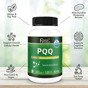 Fabricante de Suplementos PQQ al por Mayor, 40 mg, Promueve la Biogénesis Mitonquítica, Certificado Vegano, Sin Gluten, 120 Cápsulas de PQQ - Product Image 4